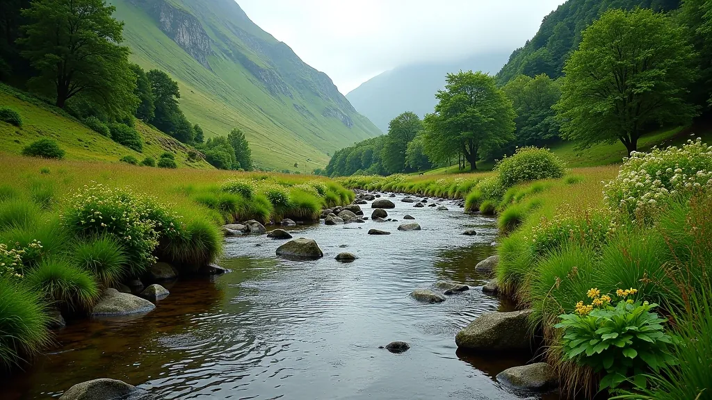 River flowing through Glenmalure valley