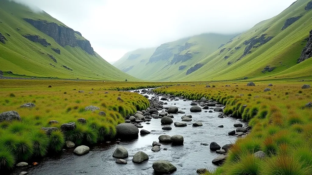 Mountain valley landscape in Glenmalure